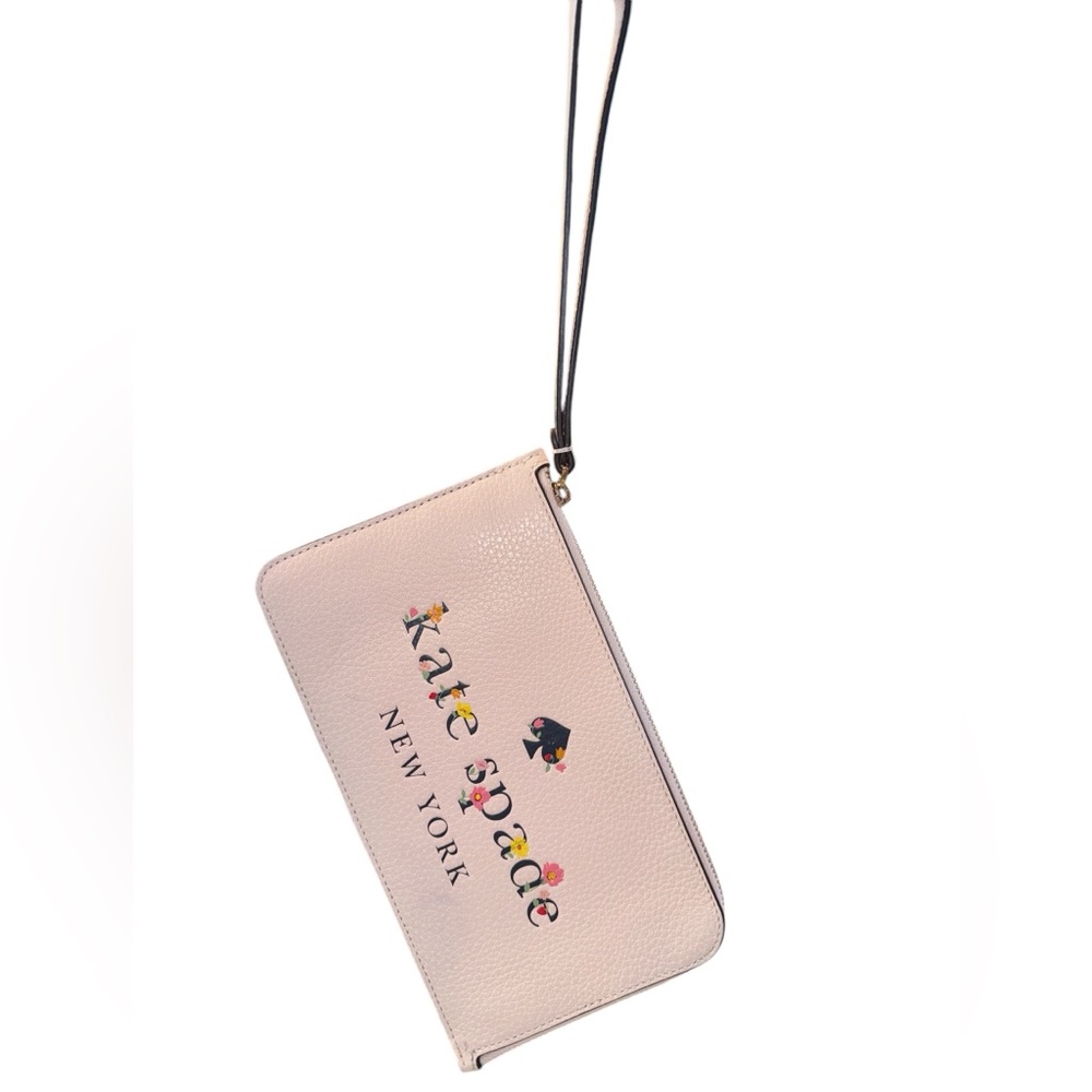Kate Spade New York Blush Pink Garden Logo Wristlet Excellent Condition